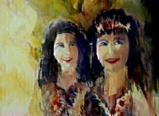 Daniel Clarke, 'Two Lovely Ladies', 2015, original Watercolor, 15 x 11  x 0.5 inches. Artwork description: 7851  Two Lovely Ladies watercolor portrait mother daughter lovely ...