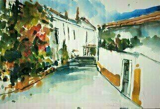 Daniel Clarke; Back Street Majorca, 2022, Original Watercolor, 18 x 12 inches. Artwork description: 241 Looking forward to the holiday of a lifetime,Destination never before ever undertaken, A very scary journey for me, I can only imagine being,As a first time traveler across the world,From my cold homeland of England,To flying high, into the brilliant bright blue sky,...