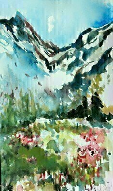 Daniel Clarke, 'Carpathian Mountains', 2021, original Watercolor, 10 x 18  x 0.1 inches. Artwork description: 2307 The Carpathian Mountains, wonderous and ancient as the country they exist in. Magnificent mountains calling us to climb to the top of the world. Romania and its surrounding castles to the Gods. Carpathian Mountains watercolor on paper 2021...