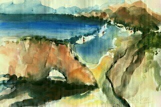 Daniel Clarke; Malibu Surf, 2022, Original Watercolor, 18 x 12 inches. Artwork description: 241 Take me back, to Malibumemories, o childhood dayswhen everything had a simplistic viewand a  that mattered, were the wavesTake me back, te Safety Baysunrise, in the Dunesred hot sand, burning feetso to the ocean, runTake me back, te Palm ...