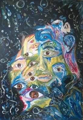 Daniela Maria; Eyes In Struggles, 2016, Original Painting Acrylic, 21 x 29.7 cm. Artwork description: 241  an interpretation of the many faces of personality and struggles ...