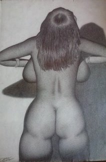 Dantes Coleman; Woman With Shadow, 1999, Original Drawing Pencil, 12 x 9 inches. Artwork description: 241 Nude Woman with Shadow...