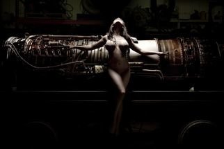 Dario Impini; Jet City Girl, 2012, Original Photography Digital, 36 x 24 inches. Artwork description: 241 This image has a certain  Giger- esque  quality about it. I love the dark intrigue of heavy, powerful machinery. I also love that the model s form seems integrated with some of the lines and curves of the machine, almost like she s an integral part of ...