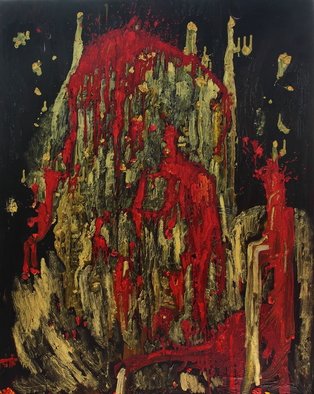 Dariusz Bernat; Black Sabbath, 2015, Original Painting Oil, 80 x 100 cm. Artwork description: 241 black sabbath, black, red, gold, abstract, expressionism...