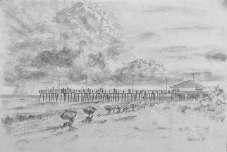 Dave Martsolf, 'Cape Hattteras Summer Day', 1982, original Drawing Charcoal, 18 x 12  inches. Artwork description: 4683 This charcoal drawing was made during a vacation to Cape Hatteras in 1982. ...