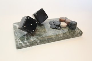 David Robertson; Dice Roll, 2019, Original Sculpture Stone, 6 x 10 inches. Artwork description: 241 Dice and chips of varying denominations...