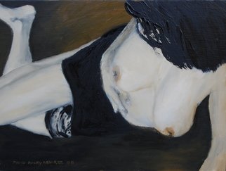 David Rocky Aguirre; Nude In Black, 2008, Original Painting Oil, 16 x 12 inches. Artwork description: 241  Oil on hardboard ...