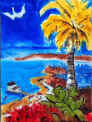 Davide Piubeni; Malibu Pier California, 2020, Original Watercolor, 18 x 24 inches. Artwork description: 241 Original Watercolor Painting, watercolor paper 300g, 24x18  inches, signed by the artist...