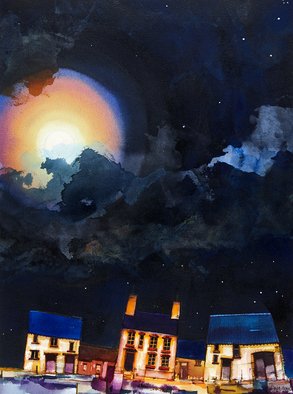 David Evans; Moonshine Ii, 2016, Original Watercolor, 12 x 16 inches. Artwork description: 241 Watercolour painting on paper. Original signed artwork. Vibrant colours. ...