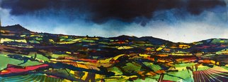 David Evans; Part Of Cheshire, 2017, Original Watercolor, 30 x 11 inches. Artwork description: 241 landscape, painting, original...