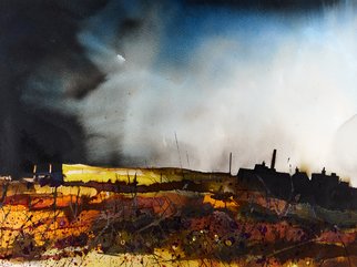 David Evans; Rain Approaching, 2017, Original Watercolor, 15 x 11 inches. Artwork description: 241 landscape, painting, original...