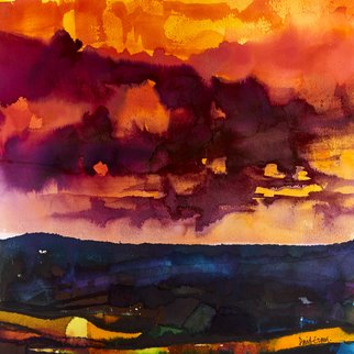 David Evans; Sunspot, 2016, Original Watercolor, 12 x 12 inches. Artwork description: 241 Watercolour painting on paper. Original signed artwork. Vibrant colours. ...