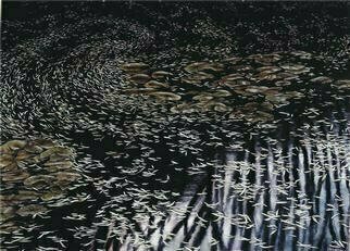 David Larkins, 'Starry Starry Pond', 2002, original Printmaking Giclee, 28 x 20  inches. Artwork description: 2703 Starry Starry Pond was inspired from Van Gogh' s, Starry Night and Monet' s garden in Giverny.The size noted is the size of the original which is for sale $3,400....