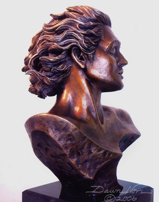 Dawn Feeney; Adonis Side View, 2005, Original Sculpture Bronze, 25 x 30 inches. Artwork description: 241   highly detailed bronze sculpture with ferric ( yellow- brown) patina. Image is a beautiful young man( Adonis) .  A shift in perceptions is meant to occur when viewing. One is the feeling of going within, the other is a feeling of going outside ones self to a higher and ...