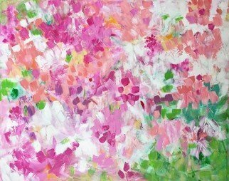 Karen Stein; Fairies In The Garden, 2019, Original Painting Acrylic, 36 x 24 inches. Artwork description: 241 Beautiful colors representing flowers in a field bursting with pinks, yellows, greens...