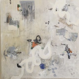 Karen Stein; Quietly Silent, 2020, Original Mixed Media, 30 x 30 inches. Artwork description: 241 Quiet neutral acrylic colors Textured  collage pieces Writing and marks...