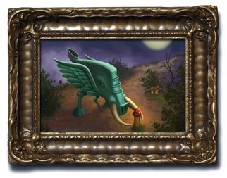 Dean Fleming; Notte Del Fungo, 2008, Original Painting Oil, 10 x 7 inches. Artwork description: 241  This image depicts an imaginary encounter with nocturnal fungus. ...
