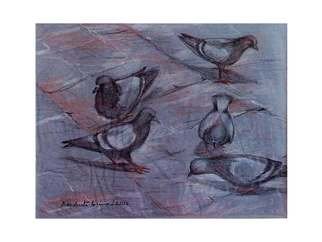 Debabrata Biswas; Birds2, 2014, Original Drawing Pastel, 10 x 8 inches. Artwork description: 241                   Capturing a moment of life is an artistaEURtms ageless quest. I try to establish the fundamentals of space and unifying this dire necessecity in my work. I derive inspiration from my immediate surroundings, so my subjects are always nature, animal and human. I intend to portray ...