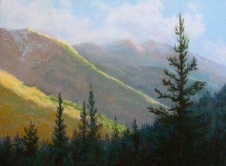 Debra Mickelson; Comes The Dawn, 2010, Original Pastel, 24 x 18 inches. Artwork description: 241  mountains dawn morning landscape forest light trees aspen Colorado  ...
