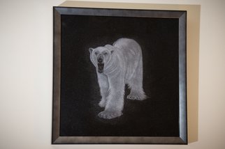 Dejan Zivkovic; Polar Bear , 2015, Original Other, 12 x 12 inches. Artwork description: 241        Polar Bear Polar Bear  - Hand etched on polished marble with a diamond needle, and then filled with silver, framed.        ...
