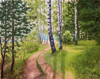 Dejan Trajkovic; Track Of The Rising Sun, 2019, Original Painting Oil, 50 x 40 cm. Artwork description: 241 Dusty road leading to the fresh blue lake. The heat of the summer is what I wanted to capture in this painting.Original artwork painted using high quality oil colors  Schmincke Mussini . Framed ready to hang. ...