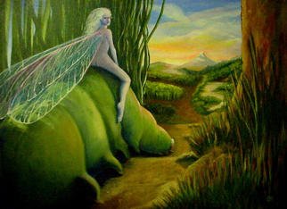 Devi Delavie; Sadhana, 2003, Original Painting Acrylic, 40 x 30 inches. Artwork description: 241  The psyche/ soul/ faie begins the spiritual journey, apparently long and winding, but some lessons are about awareness externals. ...