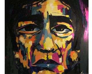 Niklas Malmros; Hurts Johnny Cash, 2016, Original Painting Acrylic, 120 x 100 inches. Artwork description: 241  Johnny Cash Portrait ...