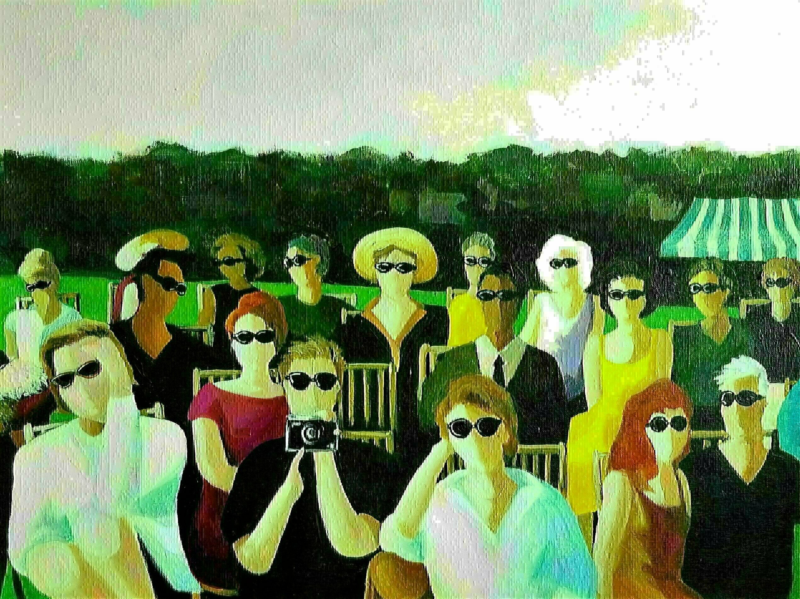 Denise Dalzell; A Summers Day, 2021, Original Painting Acrylic, 24 x 18 inches. Artwork description: 241 An audience in place and waiting for a Summer festival to begin. ...
