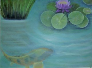 Denise Seyhun, 'Coy Pond', 2016, original Painting Oil, 24 x 18  x 2 inches. Artwork description: 1911  Coy pond, pond, water lilies, serenity, inspiration, meditation ...