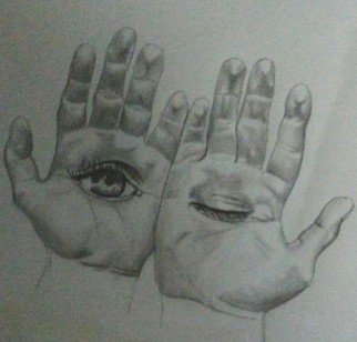 Denzel Ross; Hand Hallucination, 2017, Original Drawing Pencil, 3.5 x 3.4 inches. 