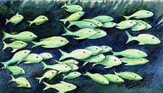 Deborah Paige Jackson, 'The Fishes', 2001, original Watercolor, 9 x 12  inches. 