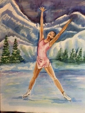 Deborah Paige Jackson, 'Iskate', 2015, original Watercolor, 16 x 20  inches. Artwork description: 2307 I wanted to show the beauty and majesty that I find in ice skating. Even though I can t do it, at least I can paint it. ...