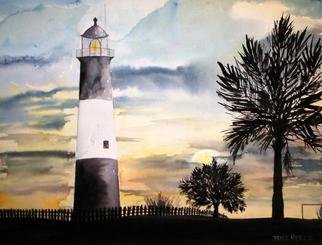 Derek Mccrea; Tybee Island Lighthouse, 2003, Original Watercolor, 24 x 18 inches. Artwork description: 241 Tybee Island Lighthouse, Georgia, near Savannah, whimsical impressionistic watercolor painting, limited edition signed and numbered print printed on watercolor paper; limited to a total of 50 signed and numbered prints. Beautiful work of art, seascape. To order go to 