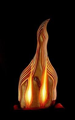 Dermot O'Brien; Phoenix, 1998, Original Sculpture Wood, 18 x 32 inches. Artwork description: 241 The sculpture is made of red alder and contains three lightsources...