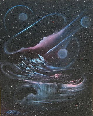 David Gazda; Spaceartist 5, 2007, Original Painting Oil, 16 x 20 inches. Artwork description: 241  20h x 16w oil on canvas, ready to hang with hanging clip ( provided) - painting can be shipped with Black Metal Frame ready to hang for an additional $30 - please advise @ checkout if you elect this option, otherwise painting will be shipped with hanging clip only  . . . artist david ...