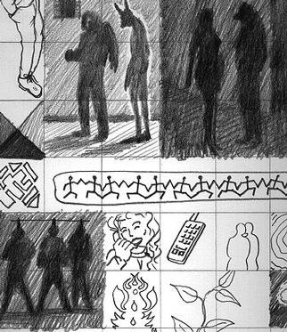 Hans J�rgen Diez; Die Information Bin Ich, 1997, Original Drawing Pencil, 70 x 100 cm. Artwork description: 241 This representation is a Section of 750 Motives. pencil on paper, the hole sheet is 70 x 100 cm, every square 2. 5 x 2. 5 cm,...