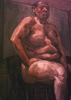 Dina Elsayed Imam; Sitting Nude, 2007, Original Painting Oil, 70 x 100 cm. 
