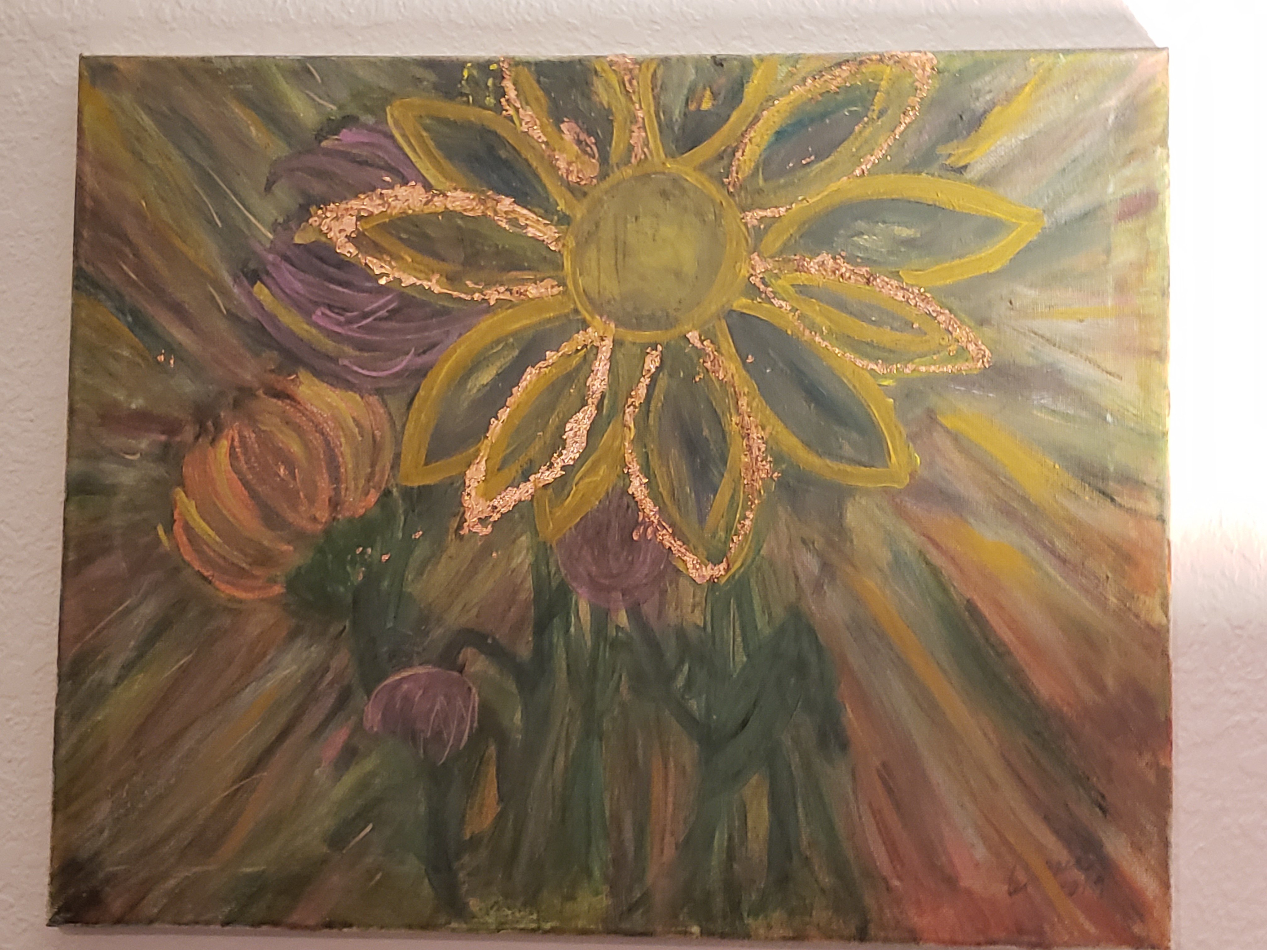 Carrie Morrison; Ascension Energies, 2019, Original Painting Acrylic, 20 x 16 inches. Artwork description: 241 This is my frepresentyation of the incoming ascension energies during the month of September 2019.  There is copper foil guilding on some flower petals. ...