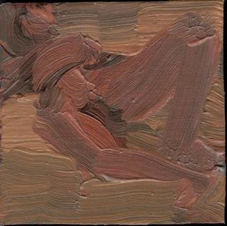 Djordje Sokolovski; Nude 4, 2002, Original Painting Oil, 103 x 103 mm. Artwork description: 241   reclining women nud, oil on cardboard, small  ...