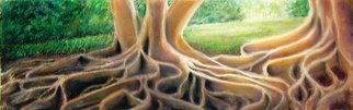 Dorothy Okray; Under The Banyon Trees, 2008, Original Pastel, 19.5 x 6.5 inches. Artwork description: 241  I have been intrigued by the root system of the Banyon tree at Marie Selby' s Gardens in Sarasota Florida.  This is my vision of several trees in a more natural setting.   ...