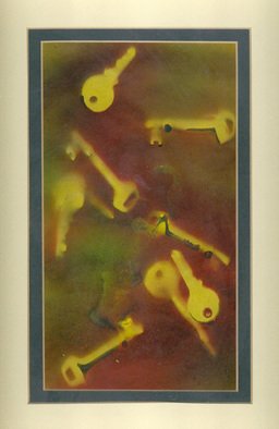 Damla Kav; Keys, 2004, Original Painting Other,   cm. Artwork description: 241 Framed artwork. Colours dominating: gold, green and red...