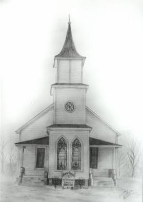 Dorothy Nuckolls; Sears Chapel, 2003, Original Drawing Pencil, 12 x 9 inches. Artwork description: 241 Landscape portrait of Sears Chapel founded in 1860. In private collection of Sandra Beasley of Montgomery, Alabama...