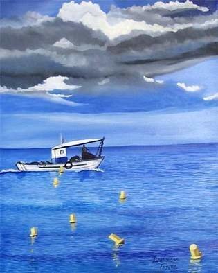 Dominique Faivre; Le Pecheur, 2009, Original Painting Oil, 16 x 20 inches. Artwork description: 241  one fisherman on the sea.  ...
