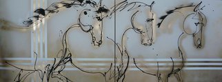 Donna Bernstein; Twilight, 2011, Original Mixed Media, 96 x 36 inches. Artwork description: 241 horse, horses, equine, animals, designer, interiors, equine, horses, abstract, original, mixed media acrylic, gallery wrapped, contemporary, modern, urban, ...