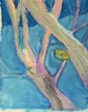 Don Schaeffer; The Cold Little Bird, 2011, Original Pastel Oil, 11 x 14 inches. Artwork description: 241  bird huddled in snowy tree    ...