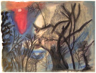 Don Schaeffer; Winter Treetops, 2010, Original Pastel Oil, 11.5 x 14 inches. Artwork description: 241  Winter sky, trees, semi- abstract   ...