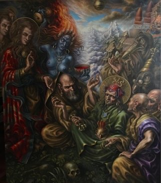 Alexander Donskoi; Padmasambhava S Initiation, 2018, Original Painting Oil, 62 x 72 inches. Artwork description: 241 Original painting , oil on canvas 72x 62 ...