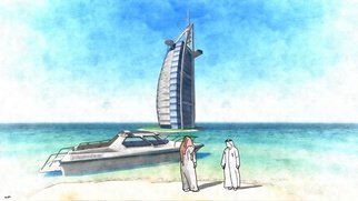 Dori Shasha; Dubai Memories, 2015, Original Digital Painting, 100 x 56 cm. Artwork description: 241   Dubai hotel memories  ...