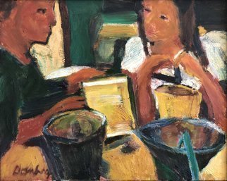 Bob Dornberg, 'Couple Meeting', 2020, original Painting Oil, 20 x 16  x 1 inches. Artwork description: 2307 COUPLE MEET TO TALK...