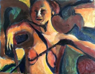 Bob Dornberg; Watching, 2021, Original Painting Oil, 20 x 16 inches. Artwork description: 241 LADY IS WATCHING...